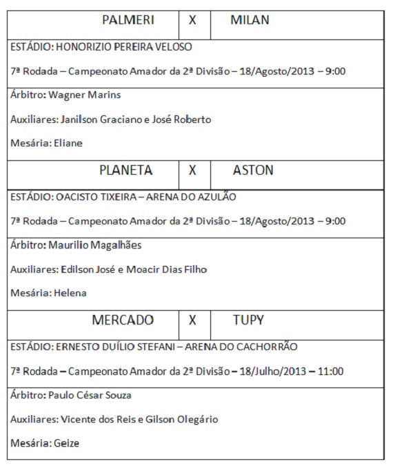 Arbitros Amadorão 7ª rodada segundona 4